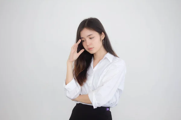Thai China Adult Office Girl Think — Stock Photo, Image