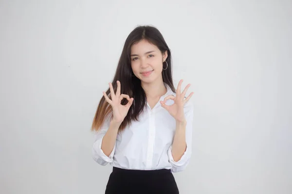 Retrato Mujer Trabajadora Tailandesa Camisa Blanca —  Fotos de Stock