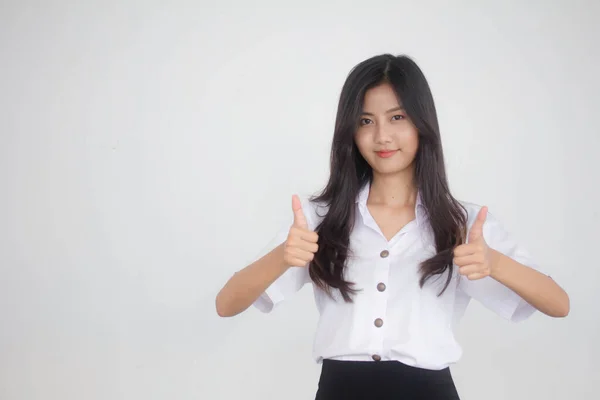 Portrait Thai Adult Student University Uniform Beautiful Girl Excellent — Stockfoto