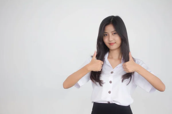 Portrait Von Thai Adult Student Universität Uniform Schön Mädchen Ausgezeichnet — Stockfoto