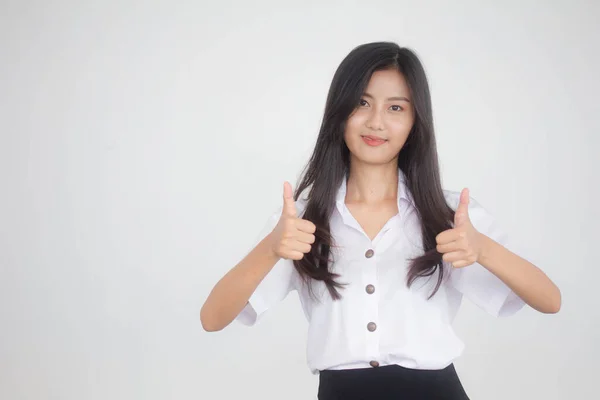 Portrait Thai Adult Student University Uniform Beautiful Girl Excellent — Stockfoto