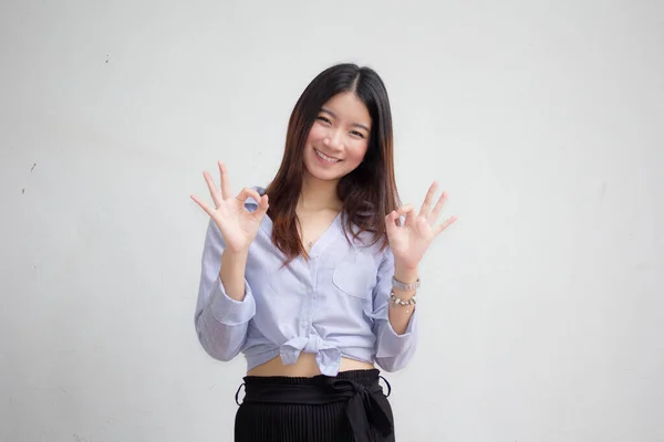 Retrato Mujer Trabajadora Tailandesa Camisa Blanca —  Fotos de Stock