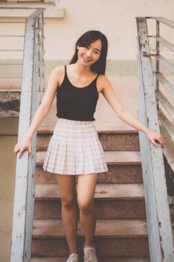 Tayland portresi yetişkin güzel kız rahatlama zamanı, Vintage Style