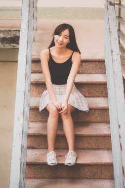 Tayland portresi yetişkin güzel kız rahatlama zamanı, Vintage Style