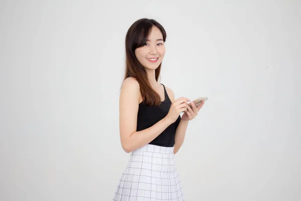 Portrait Thai Adult Beautiful Girl Using Her Smart Phone — Stock Photo, Image