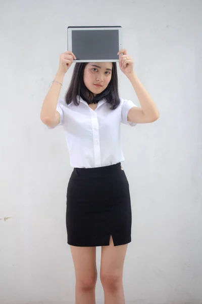 Portrait Von Thai Adult Student Universität Uniform Schöne Mädchen Mit — Stockfoto