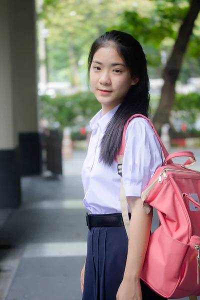 Porträt Von Thai High School Student Uniform Teen Schöne Mädchen — Stockfoto