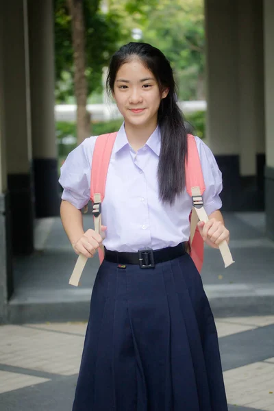 Porträt Von Thai High School Student Uniform Teen Schöne Mädchen — Stockfoto