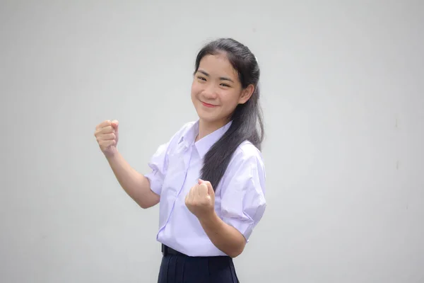 Портрет Тайської Старшокласниці Уніформа Красива Дівчина Відмінна — стокове фото