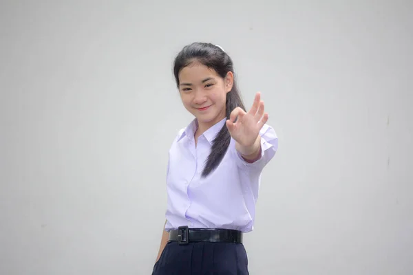 Porträt Von Thai High School Student Uniform Schön Mädchen — Stockfoto