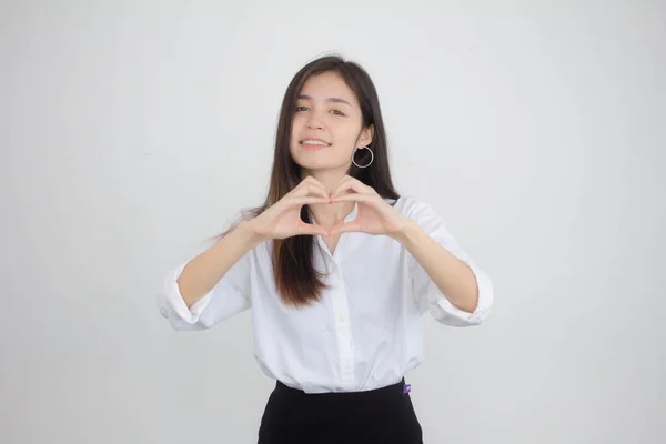 Thai Κίνα Ενηλίκων Κορίτσι Γραφείο Δώσει Καρδιά — Φωτογραφία Αρχείου