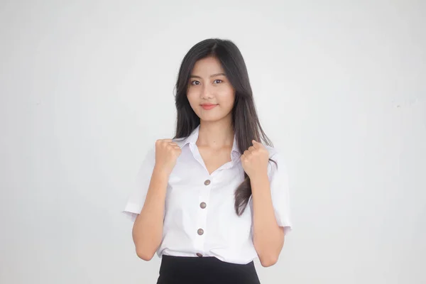 Портрет Тайського Студента Дорослих Університетська Форма Красива Дівчина Відмінна — стокове фото