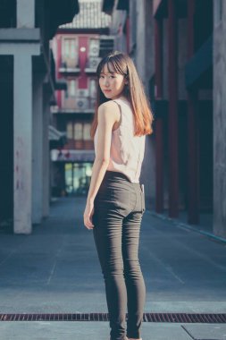 Tayland portresi yetişkin güzel kız rahatlama zamanı, Vintage Style