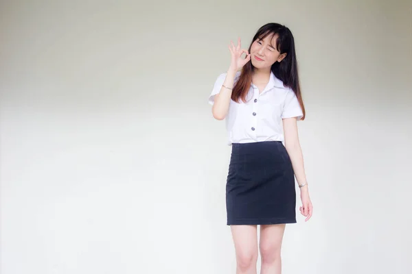 Portrait Thai Adult Student University Uniform Beautiful Girl Excellent — Stok fotoğraf