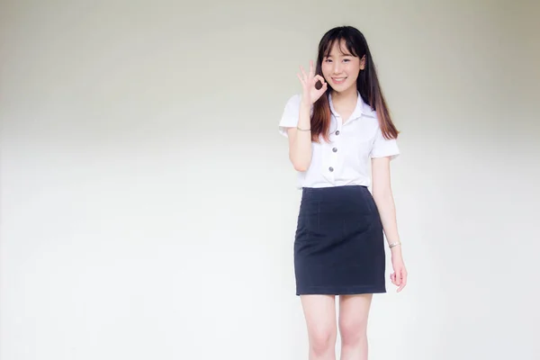 Portrait Thai Adult Student University Uniform Beautiful Girl Excellent — Stok fotoğraf