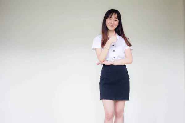 Portrait Thai Adult Student University Uniform Beautiful Girl Excellent — Φωτογραφία Αρχείου