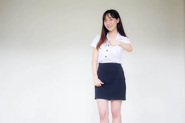 Portrait Thai Adult Student University Uniform Beautiful Girl Excellent — Stockfoto