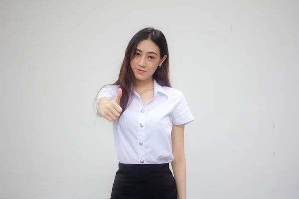 Portrait Thai Adult Student University Uniform Beautiful Girl Excellent — Stok fotoğraf