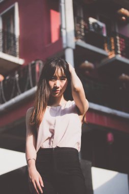 Tayland portresi yetişkin güzel kız rahatlama zamanı, Vintage Style