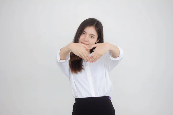 タイ中国大人のオフィスの女の子は心を与える — ストック写真