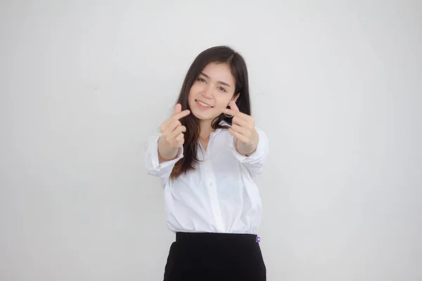 Tailandés China Adulto Oficina Chica Dar Corazón — Foto de Stock
