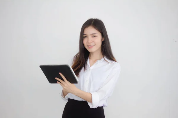 Porträt Eines Erwachsenen Büromädchens Aus Thailand Mit Weißem Hemd Und — Stockfoto