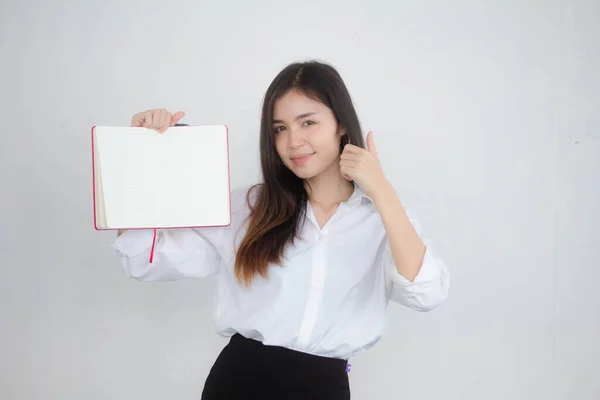 タイの大人働く女性の肖像白いシャツショー本 — ストック写真