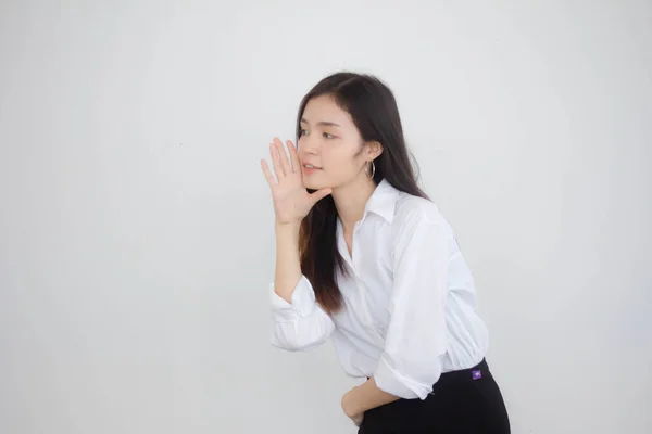 タイの大人働く女性の肖像白いシャツ Shout — ストック写真