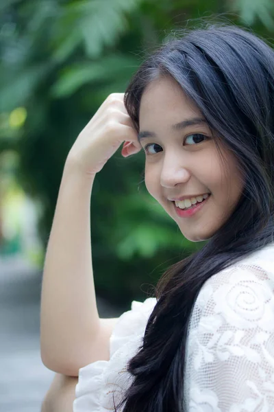 Portrait Thai Teen Beautiful Girl Happy Relax — Stock Photo, Image