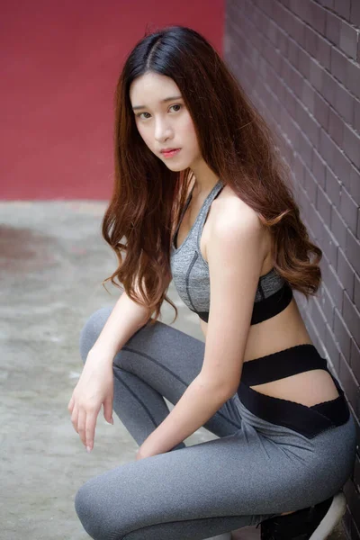 Asiatico Thai Giapponese Teen Bella Ragazza Sportswear — Foto Stock