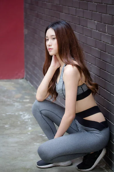 Asiatisch Thai Japanisch Teen Hübsch Mädchen Sportswear — Stockfoto