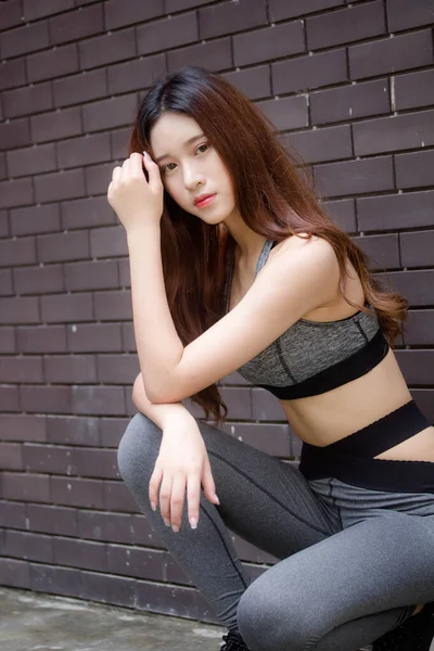 Asiático Tailandés Japonés Adolescente Hermosa Chica Sportswear — Foto de Stock