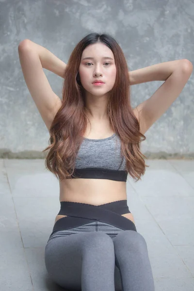 Asiatisch Thai Japanisch Teen Hübsch Mädchen Sportswear Exercise — Stockfoto