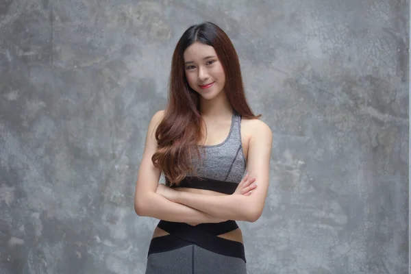 Asya Taylandlı Japon Genç Kız Spor Giyimli Güzel Kız — Stok fotoğraf