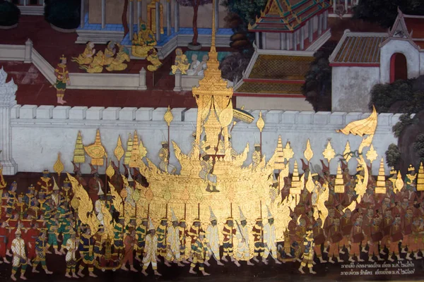 Bangkok Thaïlande Jan 2018 Tableau Sur Mur Histoire Ramayana Bouddha — Photo