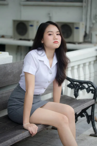 Tailandés China Adulto Oficina Chica Blanco Camisa Relax Sonrisa —  Fotos de Stock