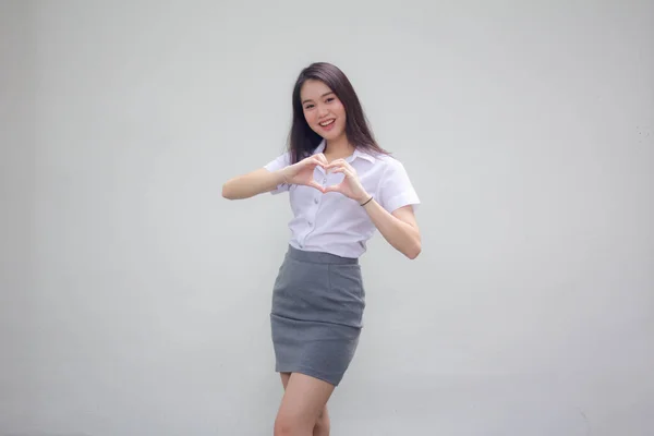Thai Kina Vuxen Kontor Flicka Hjärta — Stockfoto