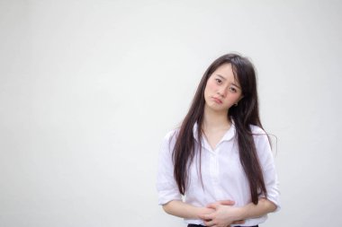 Asia Thai gençlik tişörtü güzel kız karın ağrısı