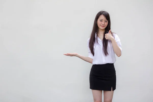 Portret Van Thai Volwassen Student Universiteit Uniform Mooi Meisje Show — Stockfoto