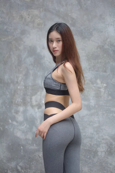 Asijské Thajky Japonec Dospívající Krásný Dívka Sportovním Oblečení — Stock fotografie