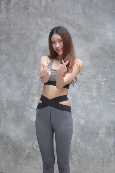 Asie Thai Japonais Adolescent Belle Fille Dans Sportswear Donner Coeur — Photo