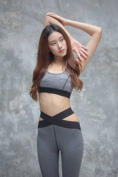 Asiático Tailandés Japonés Adolescente Hermosa Chica Sportswear Ejercicio —  Fotos de Stock