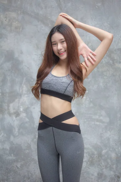 Asie Thai Japonais Adolescent Belle Fille Dans Sportswear Exercice — Photo