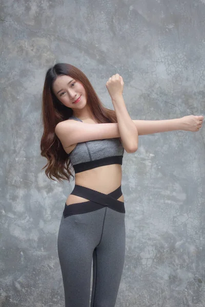 Asia Thai Japanese Teen Beautiful Girl Sportswear Exercise — Stock Photo, Image