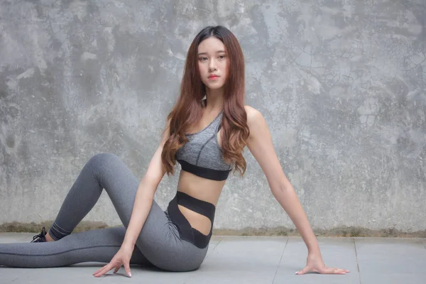 Asie Thai Japonais Adolescent Belle Fille Dans Sportswear Exercice — Photo