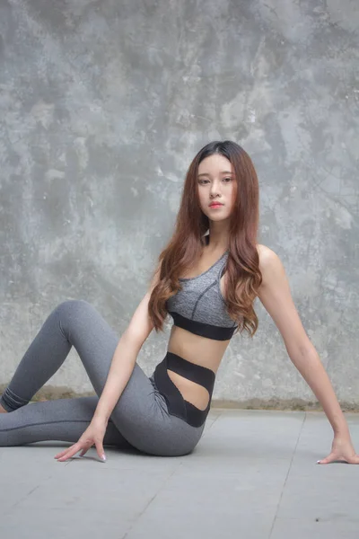 Asiático Tailandés Japonés Adolescente Hermosa Chica Sportswear Ejercicio — Foto de Stock