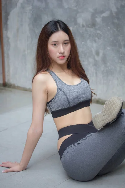 Asiatico Thai Giapponese Teen Bella Ragazza Sportswear Esercizio — Foto Stock