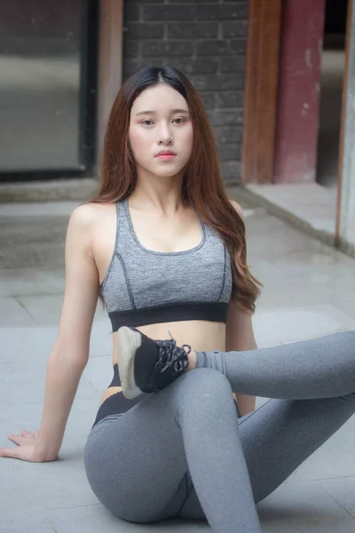 Asiatisch Thai Japanisch Teen Hübsch Mädchen Sportswear Exercise — Stockfoto