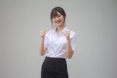Portrait of thai adult student university uniform beautiful girl excellent