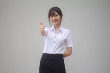 Portrait of thai adult student university uniform beautiful girl excellent